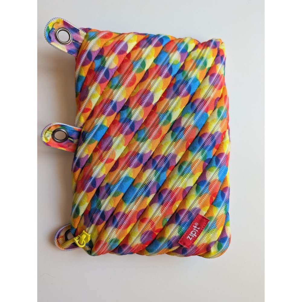 Zipit Rainbow Geometric 3 Ring Binder Pencil Case Zipper‎ Pouch School Supplies